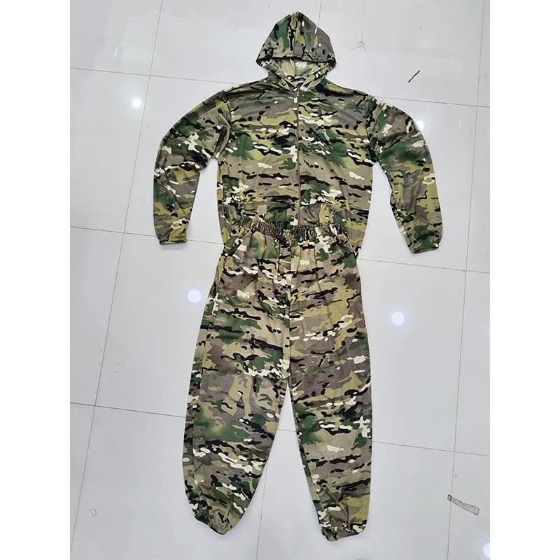 Ghillie Suit à Capuche Anti-Moustiques - Tenue Pêche Chasse Randonnée Tactique Extérieur