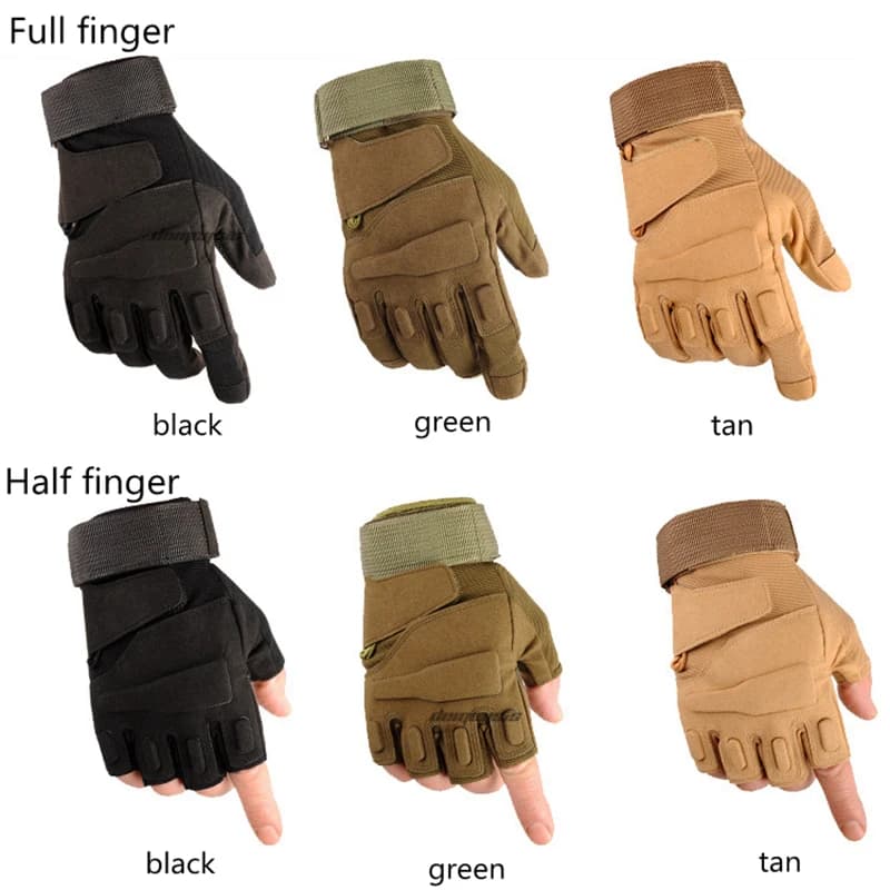 Gants tactiques forces spéciales mi-doigts/pleins sports extérieur pêche chasse mitaines armées