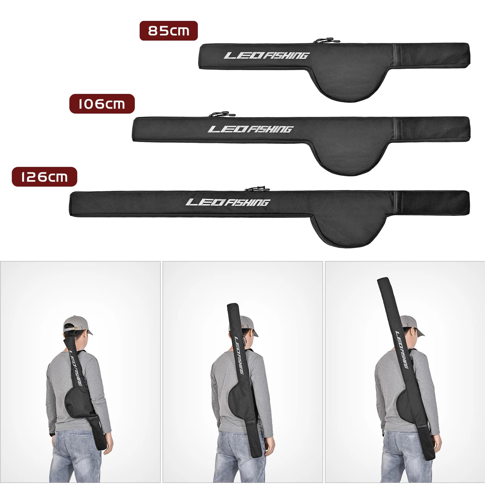 Sac de transport canne à pêche portable 85/106/126cm avec sangle - Étui protecteur durable pour canne et matériel