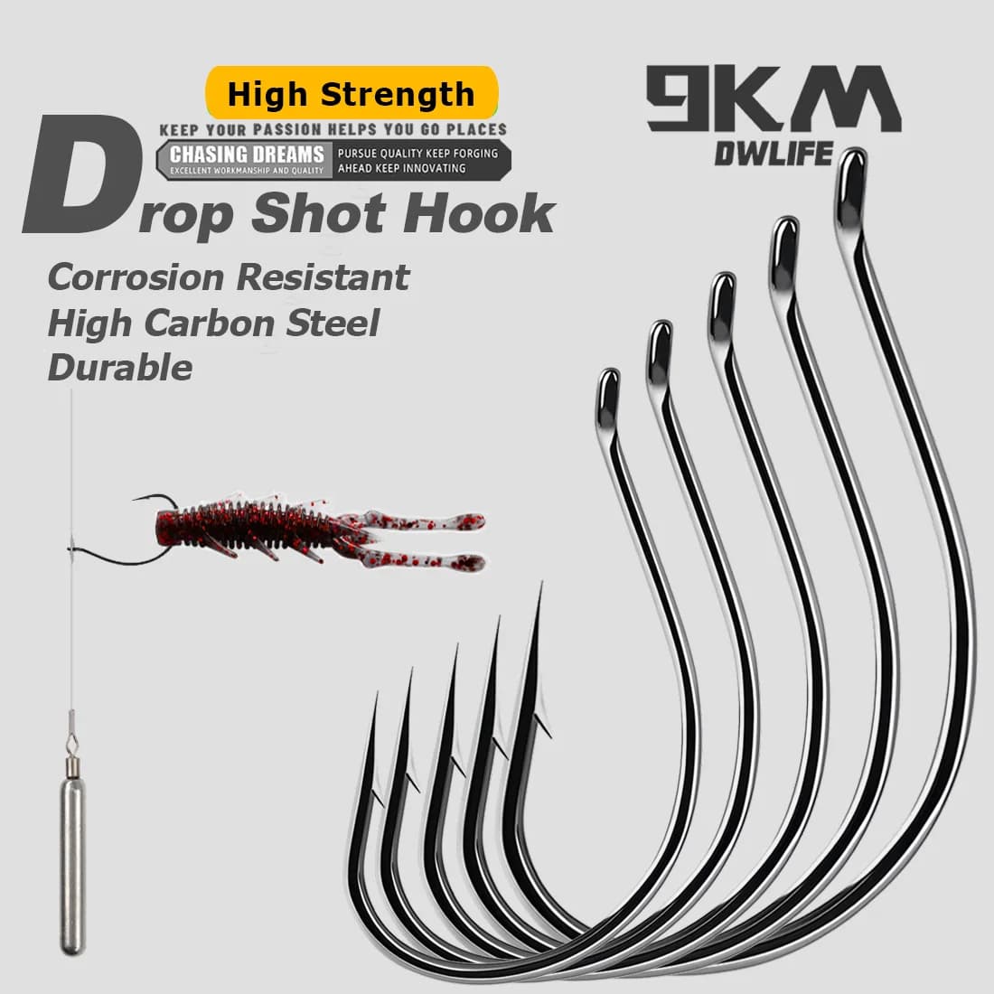 Hameçons Drop Shot 50-200 pièces nickel noir pour montages wacky rig en eau douce et salée