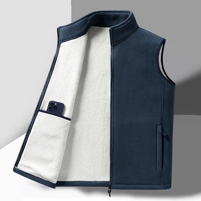 Gilet polaire homme grande taille chaud en laine mérinos pour pêche hivernale confortable