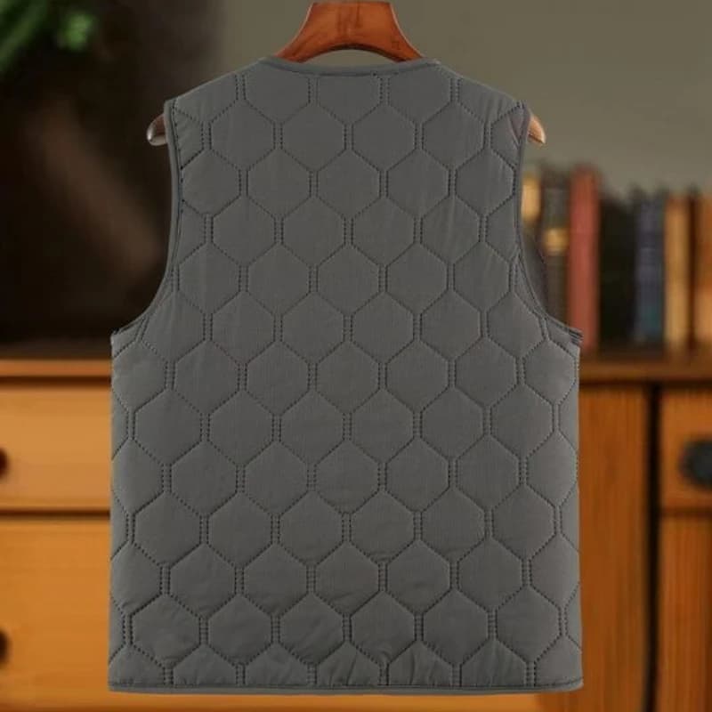 Gilet polaire épais col V sans manches homme carreaux pêche automne hiver chaud boutons