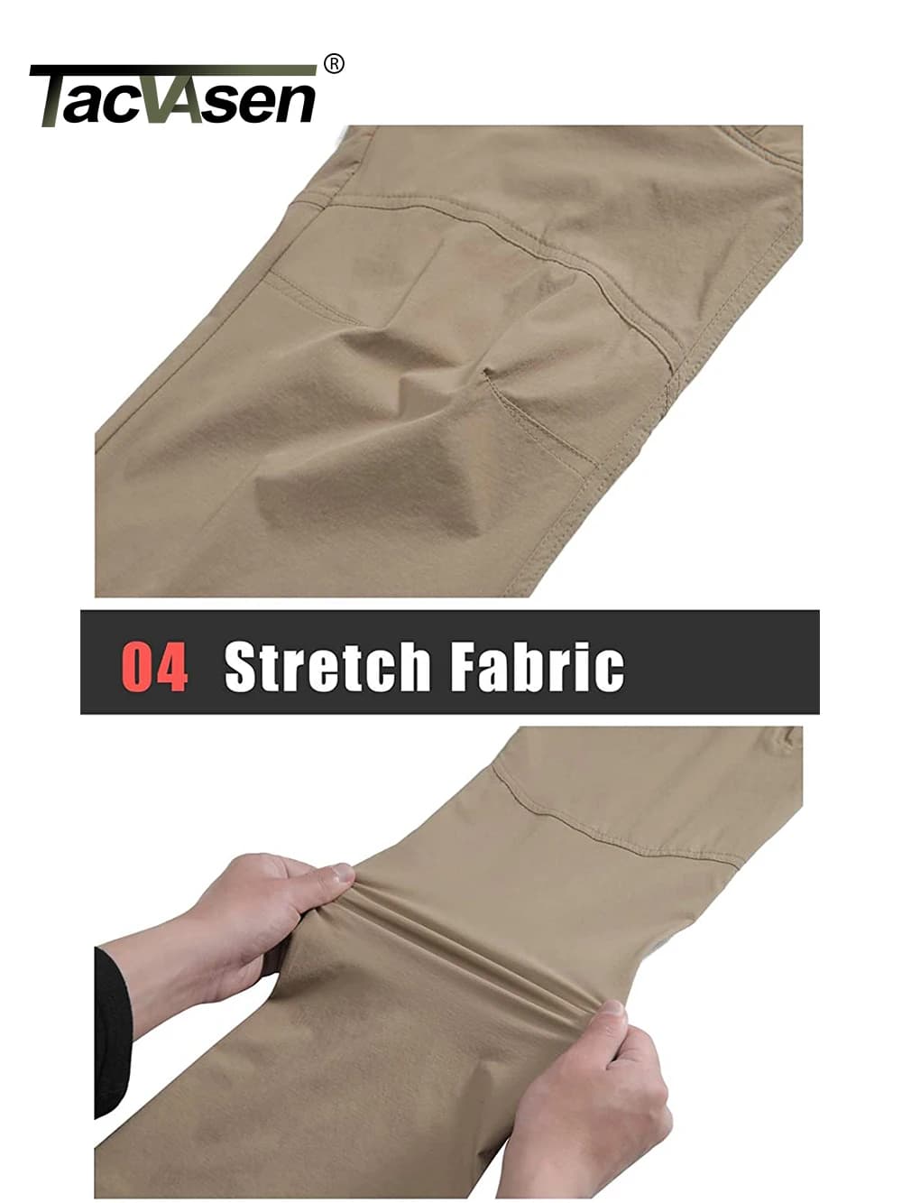 Pantalon pêche TACVASEN été léger nylon séchage rapide - Randonnée cargo travail multi-poches