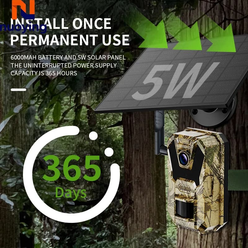 Caméra de chasse 4G solaire HD étanche avec vision nocturne infrarouge et détection de mouvement