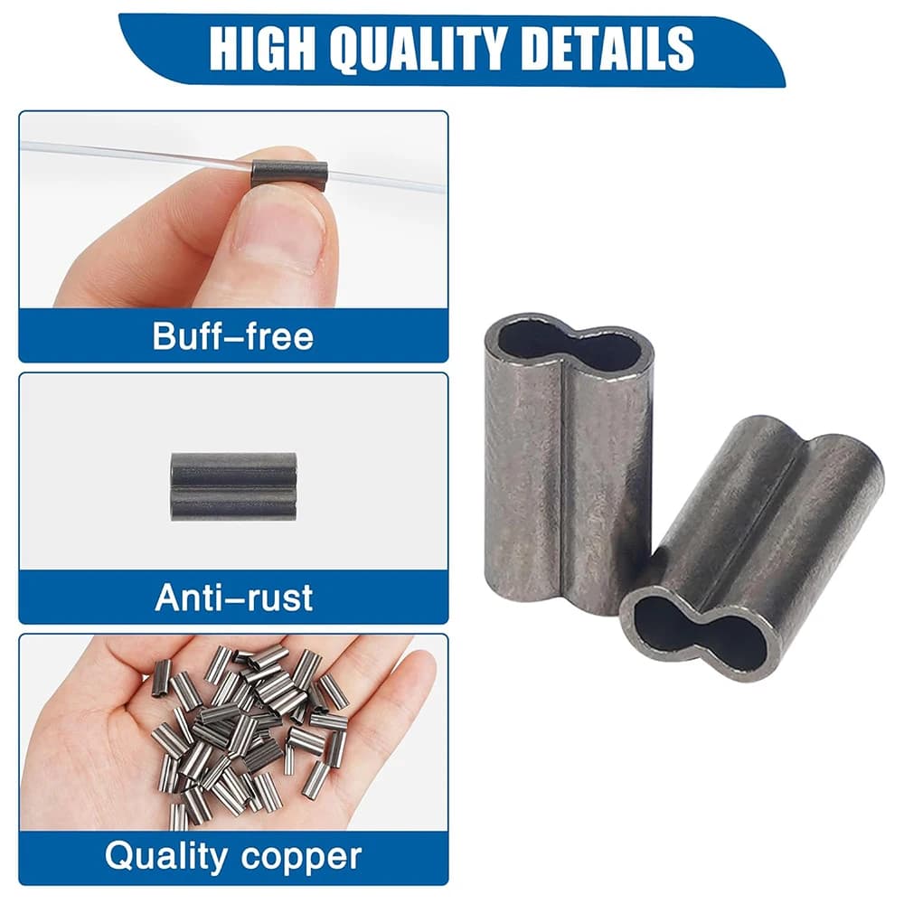 50 pièces manchons sertissage cuivre PRO BEROS double barillet connecteurs ligne pêche crimping rigging