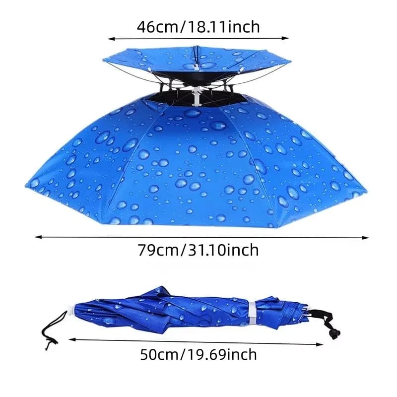 Chapeau parapluie double couche homme femme réglable pêche randonnée camping protection UV