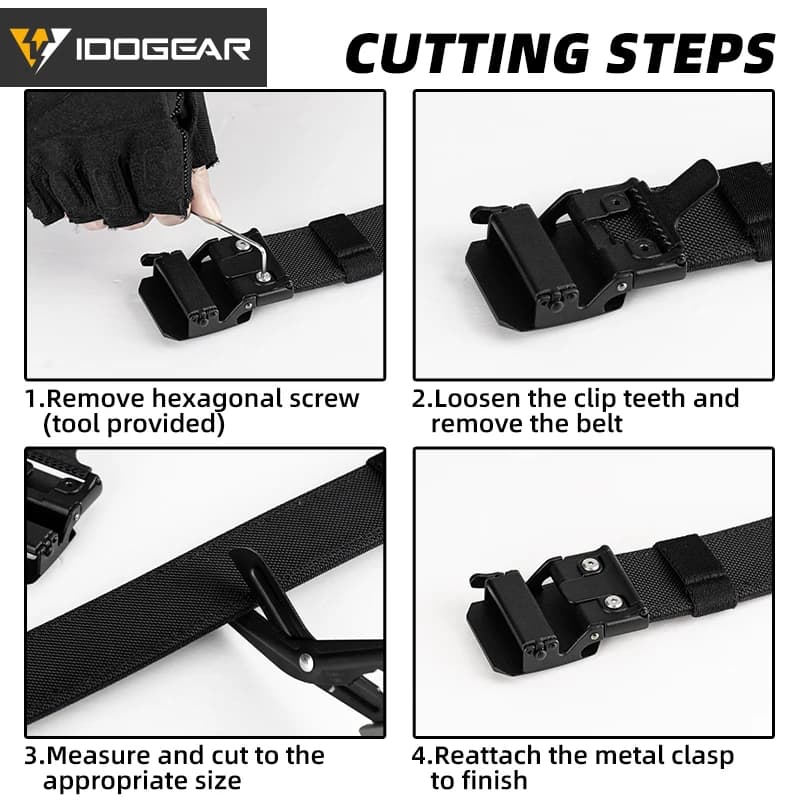Ceinture tactique dure IDOGEAR 1.5" avec boucle automatique métal pour IPSC et pêche sportive