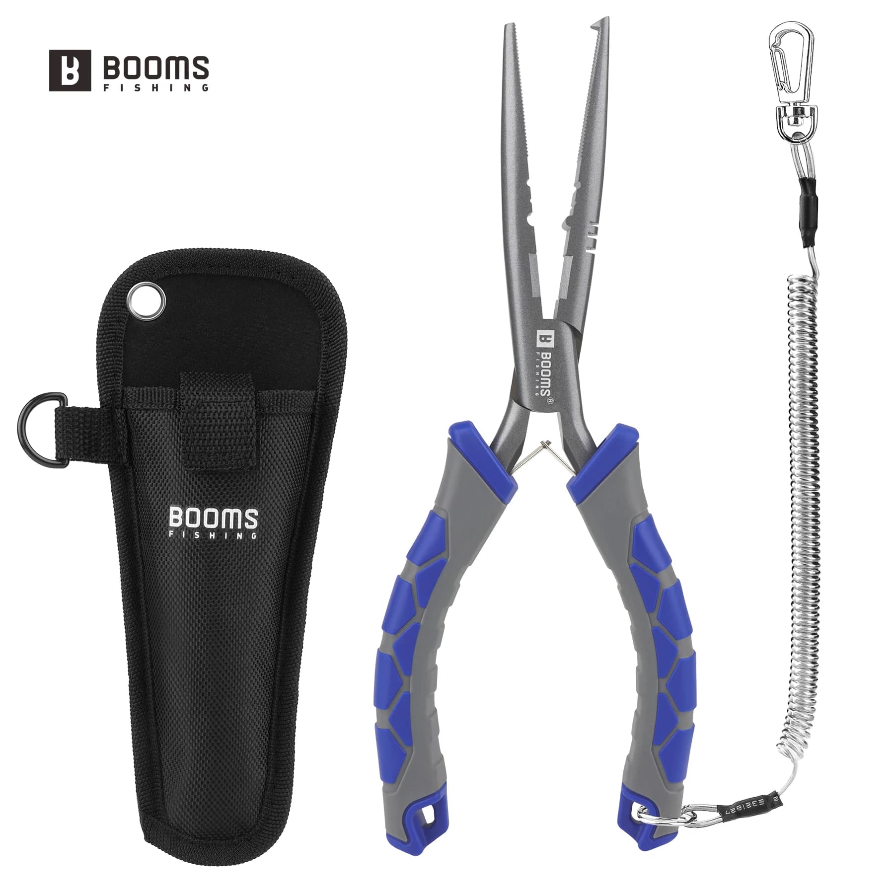 Set de pinces Booms Fishing multifonctions en acier carbone avec coupe-tresse et pince à bec long