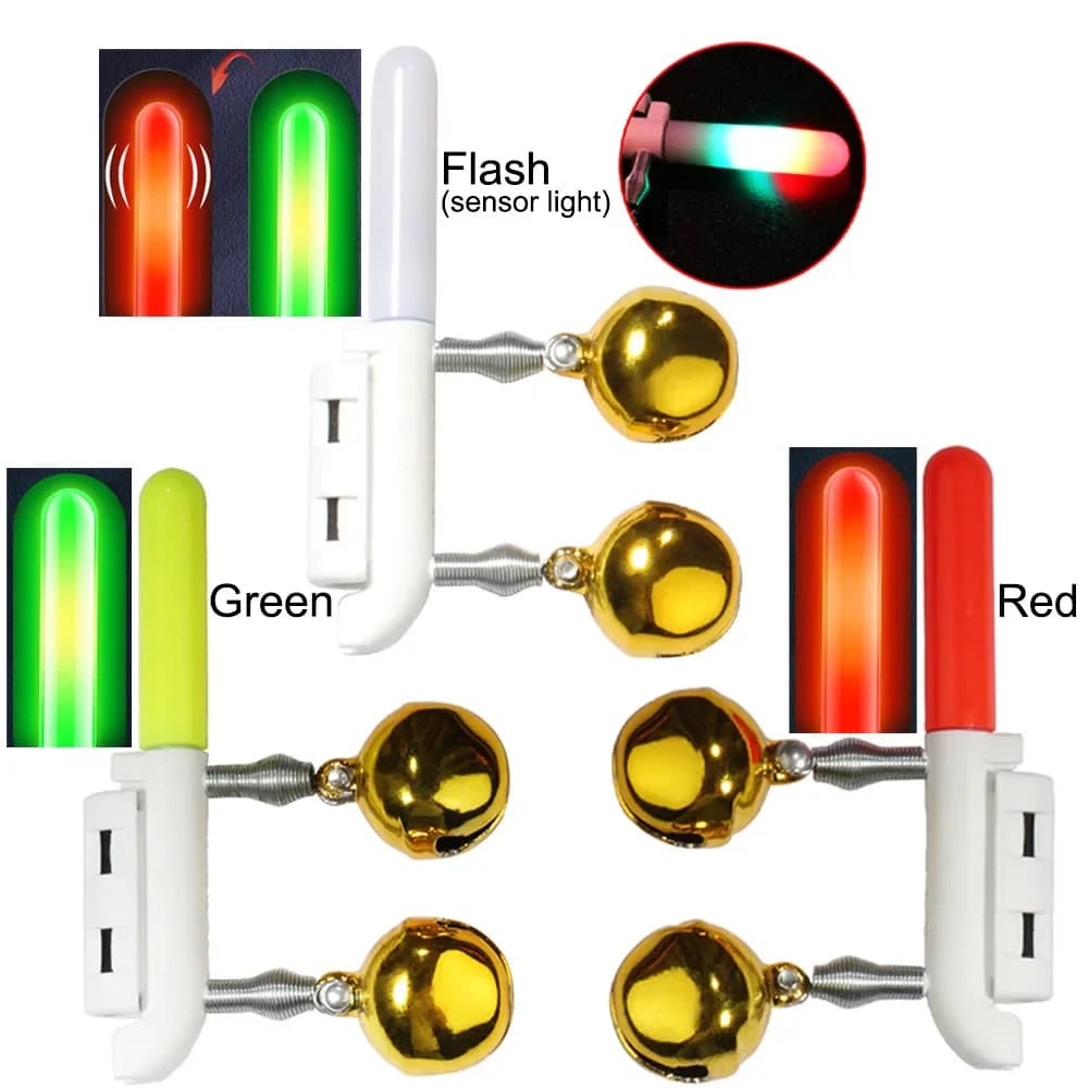 Alarme de touche pour pêche de nuit avec double clochette, capteur et lampe LED rechargeable USB
