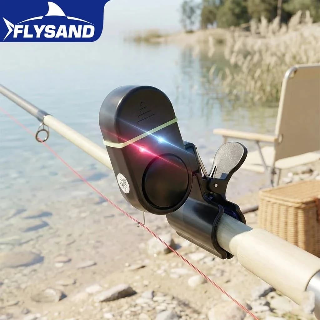 Cloche alarme sonore avec LED pour canne à pêche - Indicateur de touches à clip souple pour extérieur