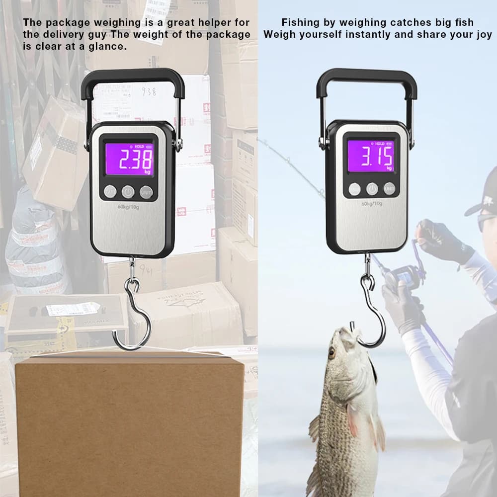 Balance digitale accroche portable 60kg/10g rechargeable LCD pour pêche et voyage - Mini pèse-électronique précis