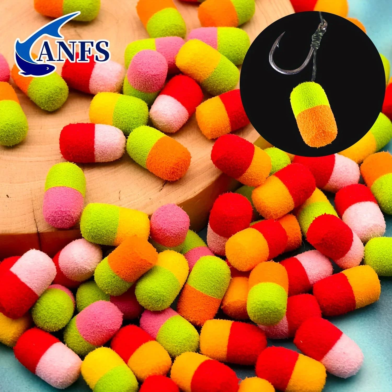 Boilies pop-up double couleur ANFS 15 pièces - appâts flottants pour pêche carpe au hair rig
