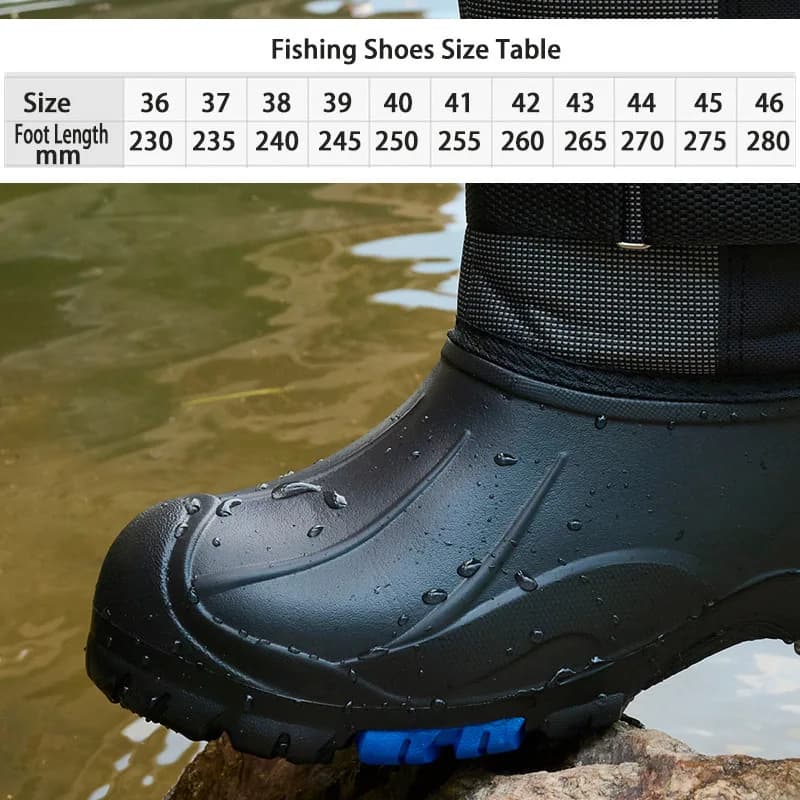 Chaussures de pêche hivernales étanches avec clous en acier - Bottes de wading chaudes pour randonnée et chasse