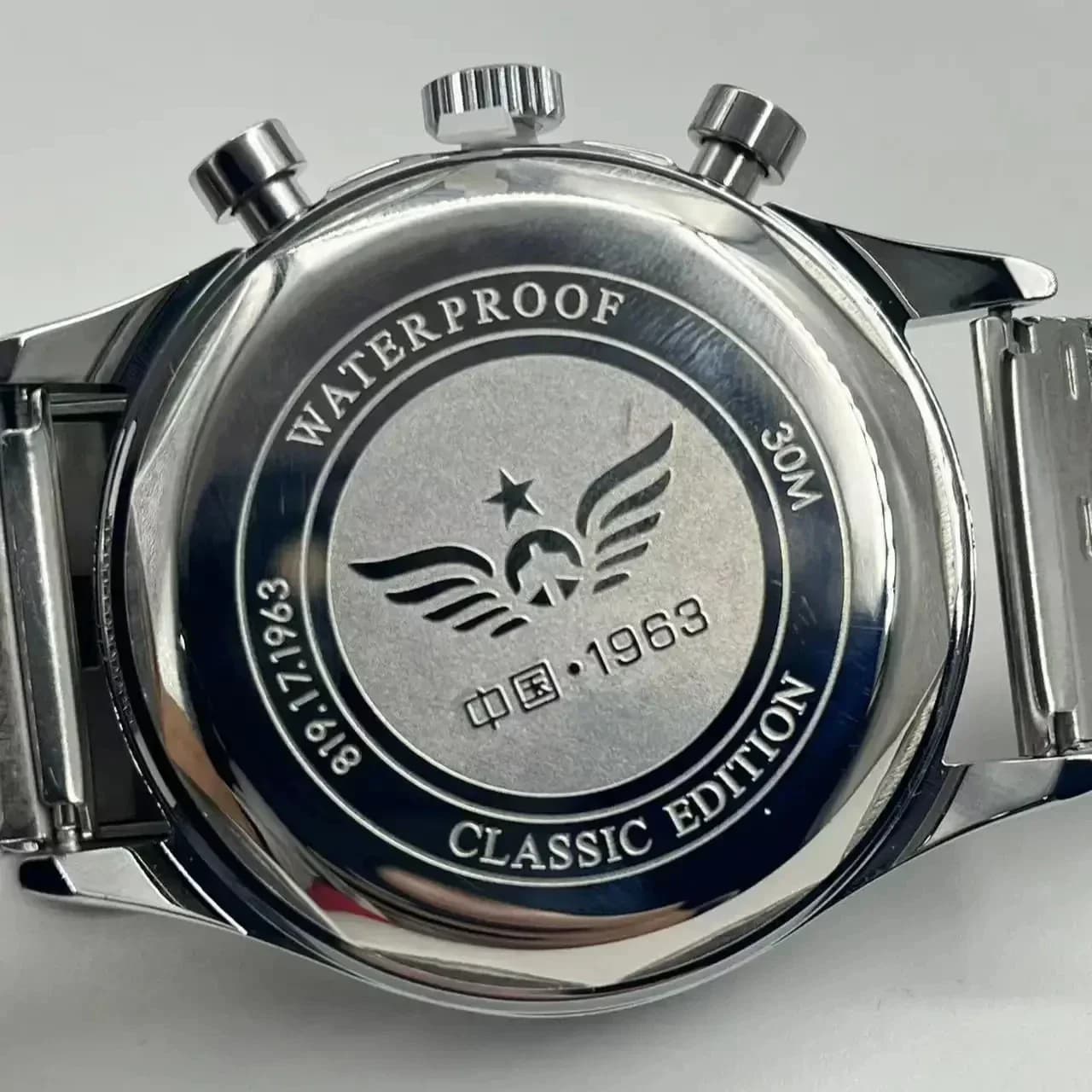 Montre automatique pilote vintage 1963 42mm étanche chronographe rétro pour homme pêche