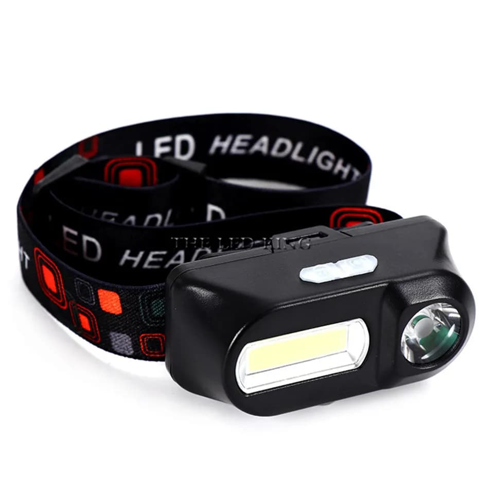 Lampe frontale 6000 lumens XPE+COB 6 modes pour pêche et chasse avec batterie 18650
