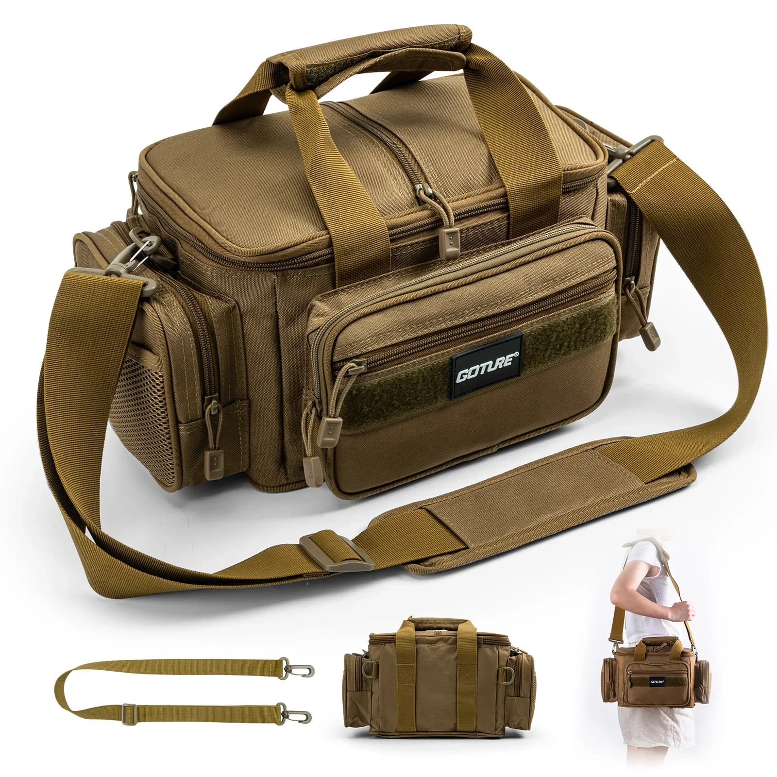 Sac de pêche Goture étanche 600D Oxford grande capacité pour équipement de pêche extérieur homme durable