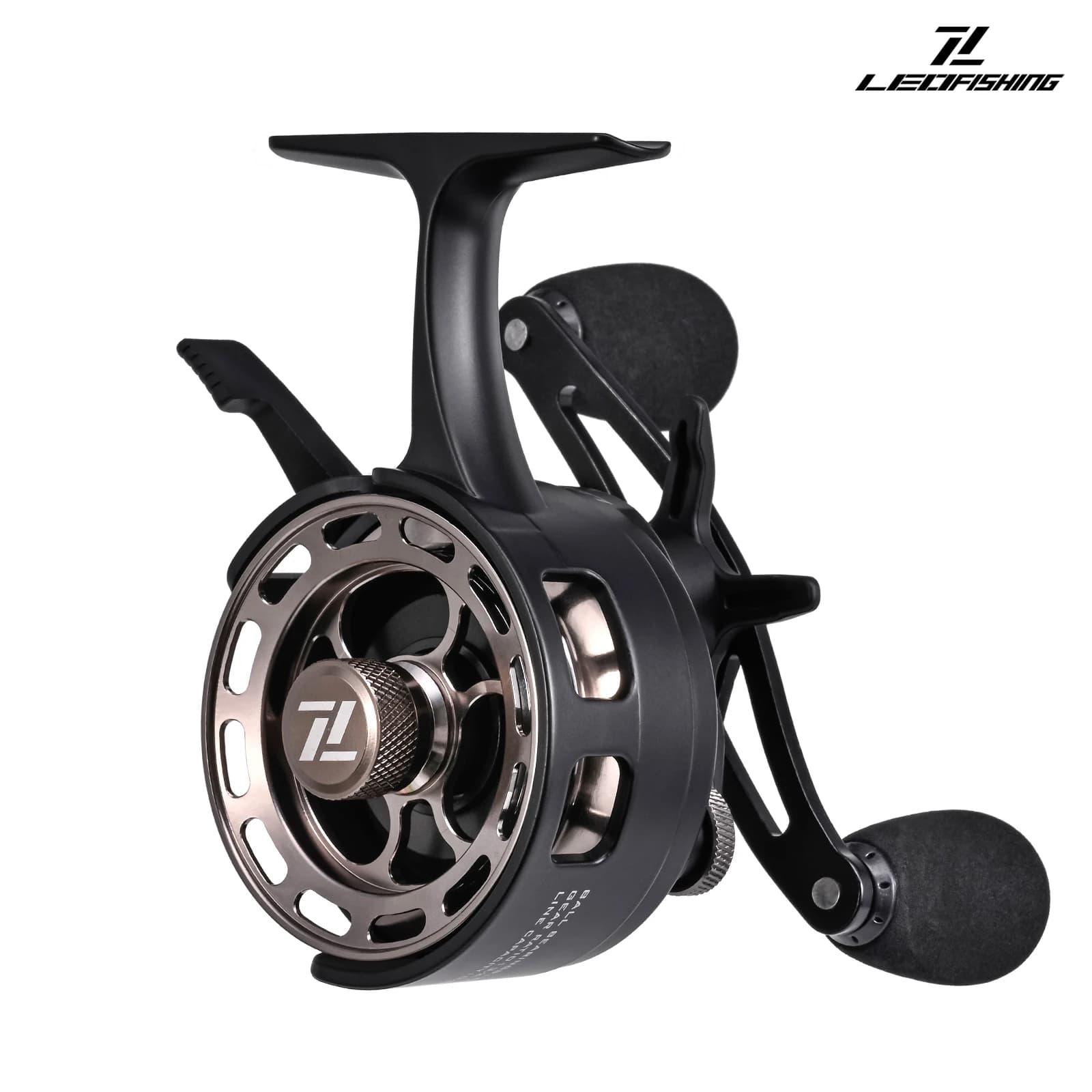 Moulinet LEOFISHING CNC pour pêche sur glace - Débrayage rapide et bobine métal lisse pour appâts