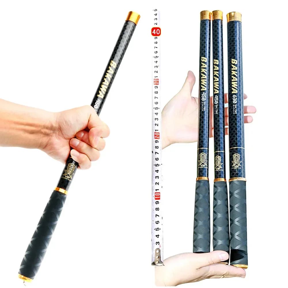 Canne carbone télescopique BAKAWA mini voyage 2.7 à 7.2m ultra légère - Pêche carpe eau douce portable