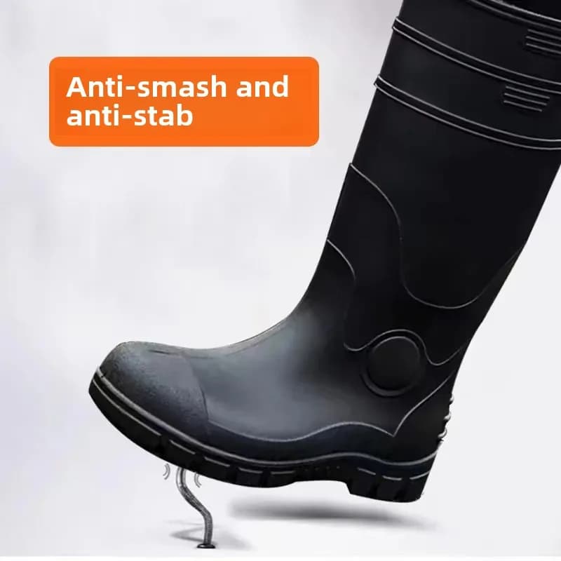 Chaussures de pluie protection travail anti-écrasement anti-perforation bout acier plaque sécurité mines
