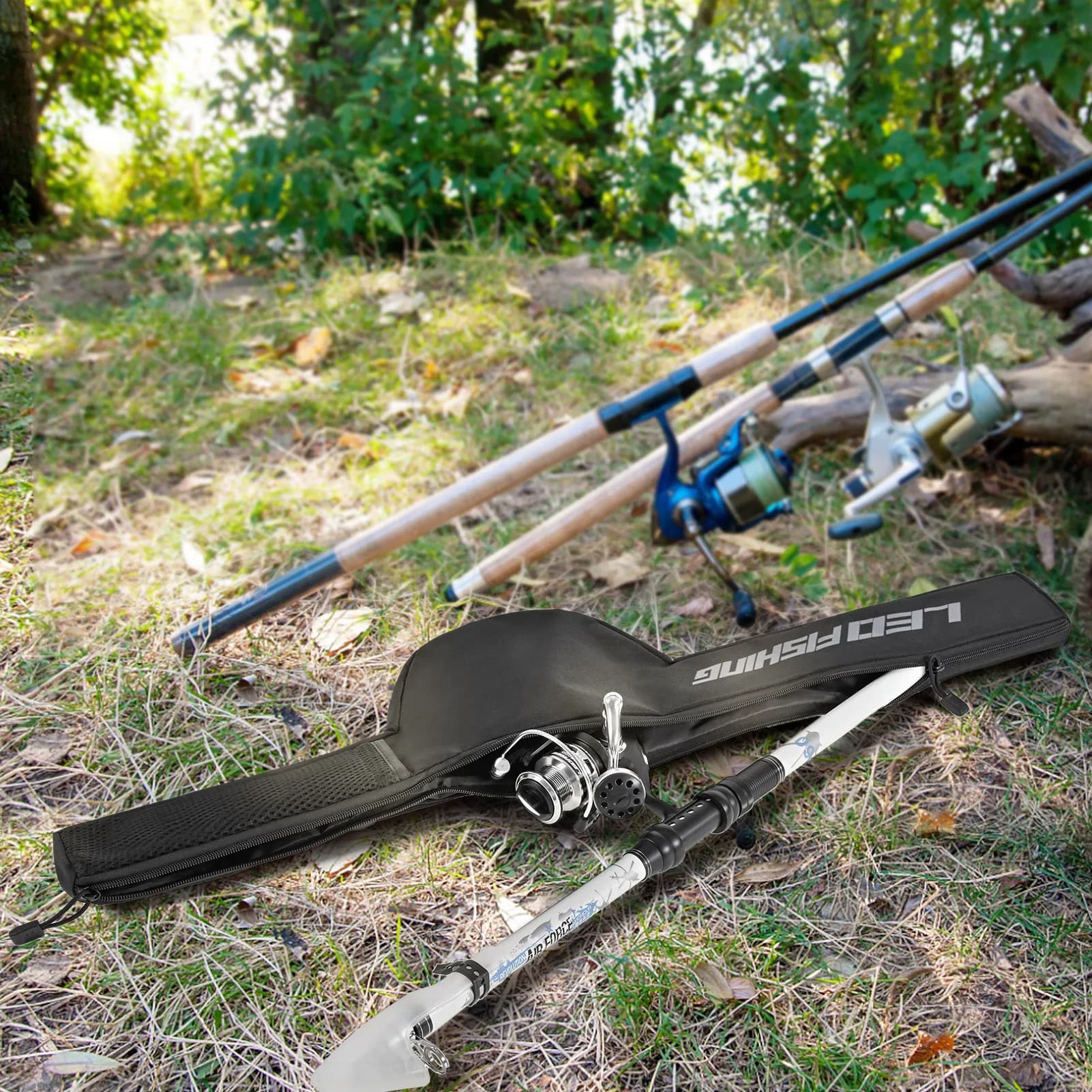 Sac de transport canne à pêche 85-126cm étanche portable avec sangle pour matériel de pêche