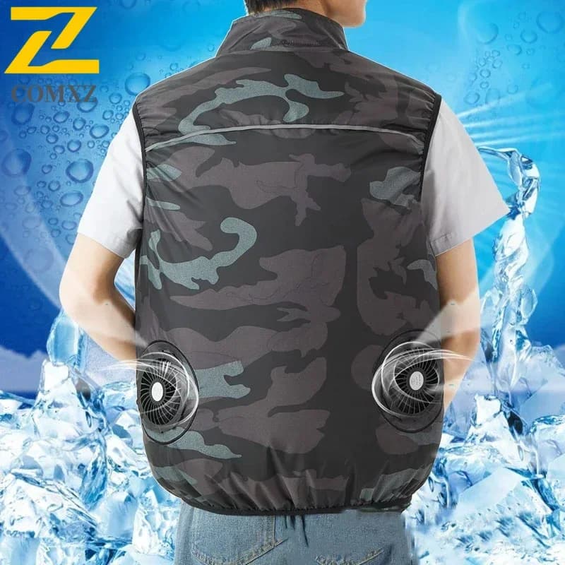 Veste rafraîchissante USB pour pêcheur - Veste climatiseur rechargeable été pêche camping travail