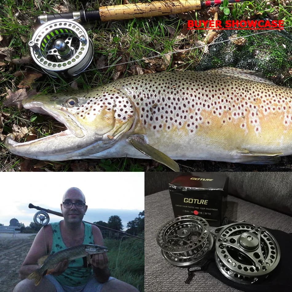 Moulinet pêche à la mouche Goture CNC - Arbor large 2+1BB frein 8kg pour pêche mouche précise et polyvalente