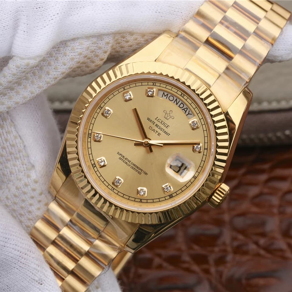 Montre homme luxe diamants LGXIGE - Montre-bracelet quartz étanche - Élégance et précision pour style casual