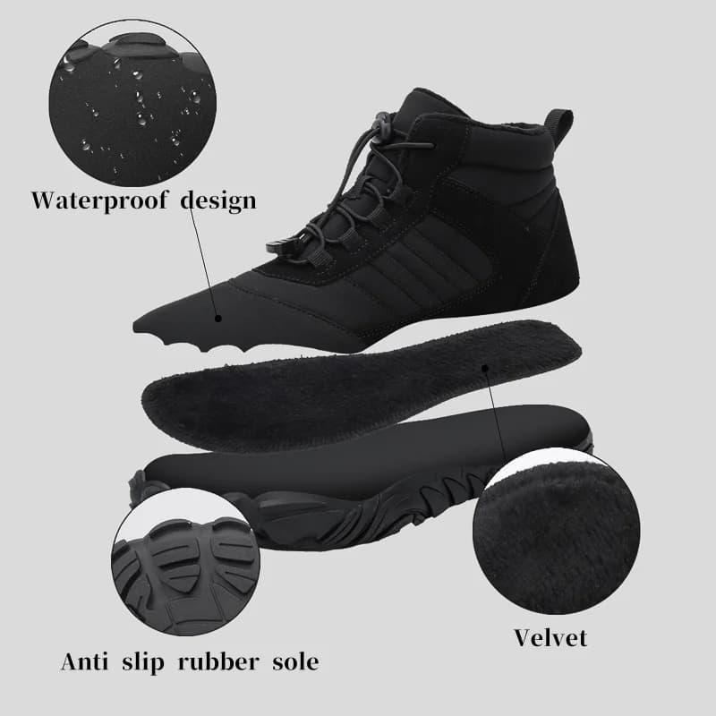 Chaussures hiver imperméables unisexe pêche - Bottes neige doublées fourrure chaude randonnée