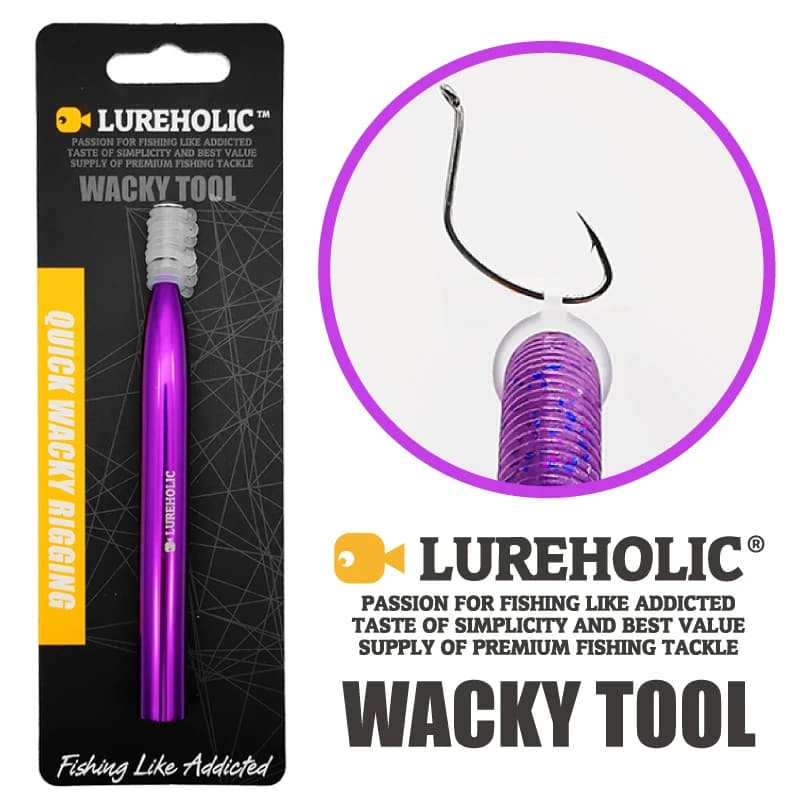 Outil Wacky Rig LUREHOLIC 8mm et 12mm avec 10 anneaux pour montage de vers pêche bass néko rig