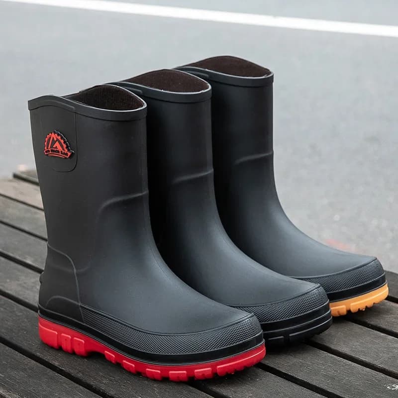 Bottes de pluie pêche cuisine style coréen - Chaussures PVC mi-mollet imperméables antidérapantes mode