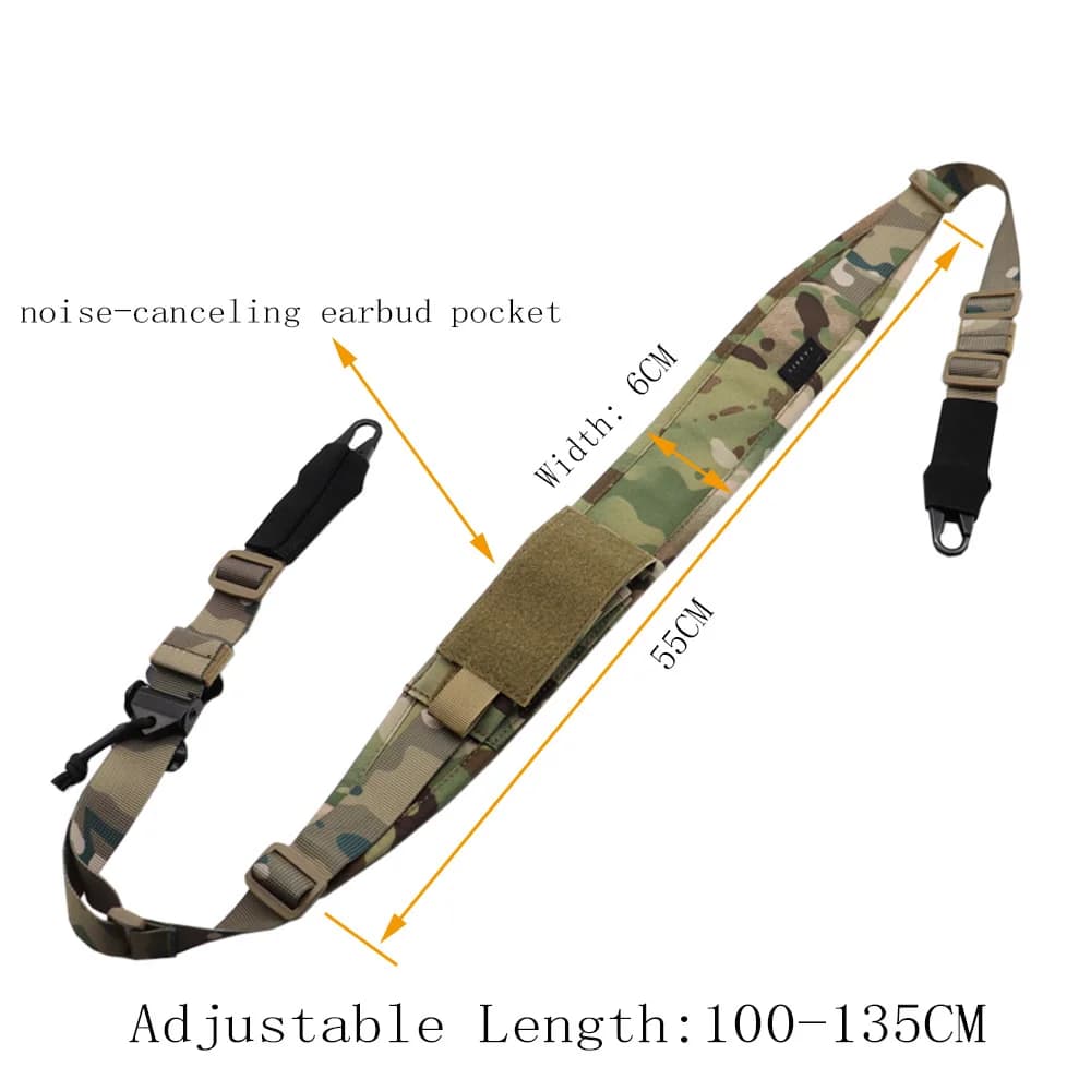 Bretelle fusil modulaire réglable 2 points/1 point - Accessoire pêche et chasse polyvalent transport
