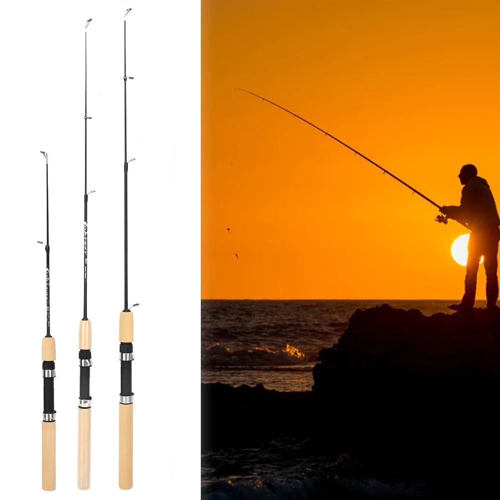 Canne pêche glace portable 60/80/100cm carbone léger, poignée confortable pour carpe, équipement pesca rivière