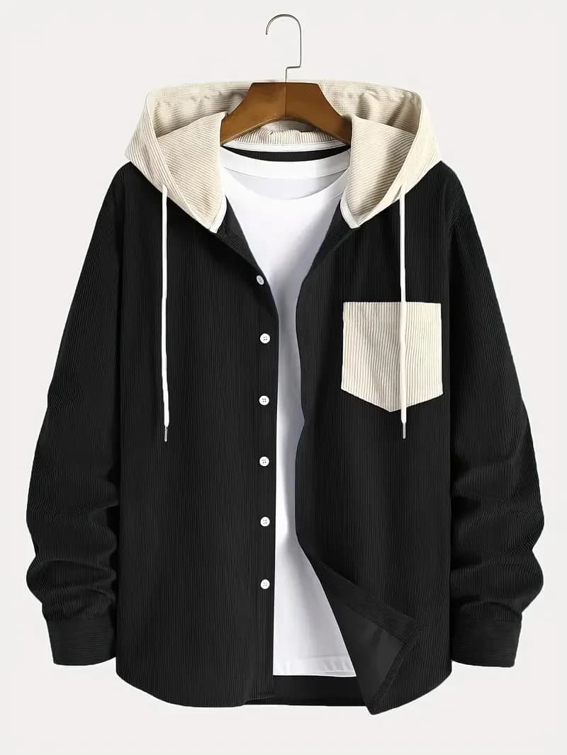 Veste capuche velours côtelé homme 2025 - Confortable pour pêche printemps automne quotidienne