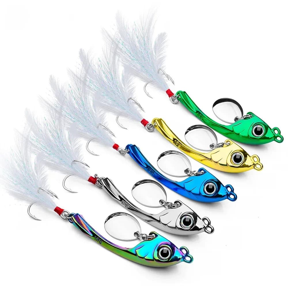 Spinner Bait métallique 7g à 15g avec paillettes pour pêche du brochet et black bass