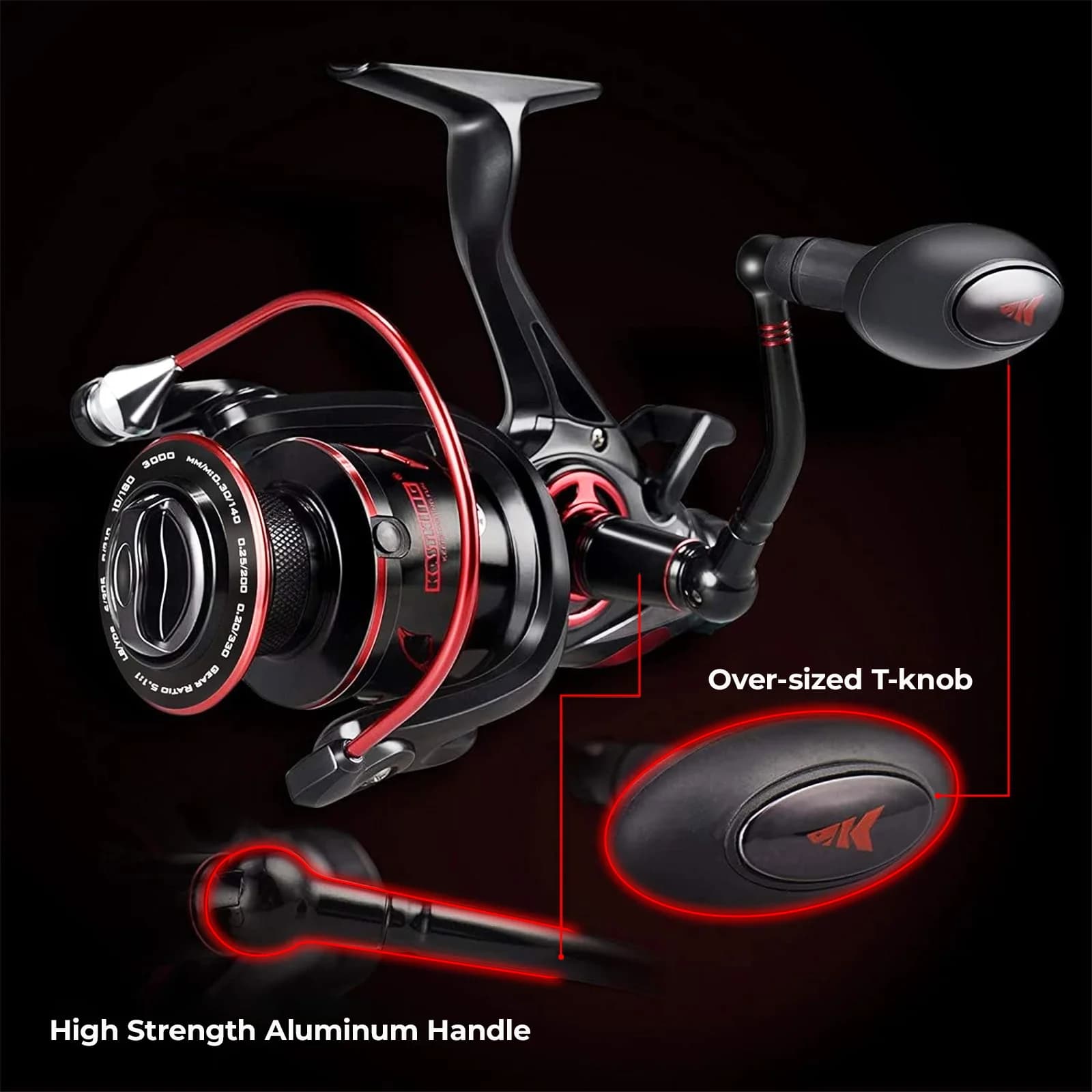 Moulinet spinning KastKing Sharky Baitfeeder III avec drag carbone pour pêche au vif et live liner