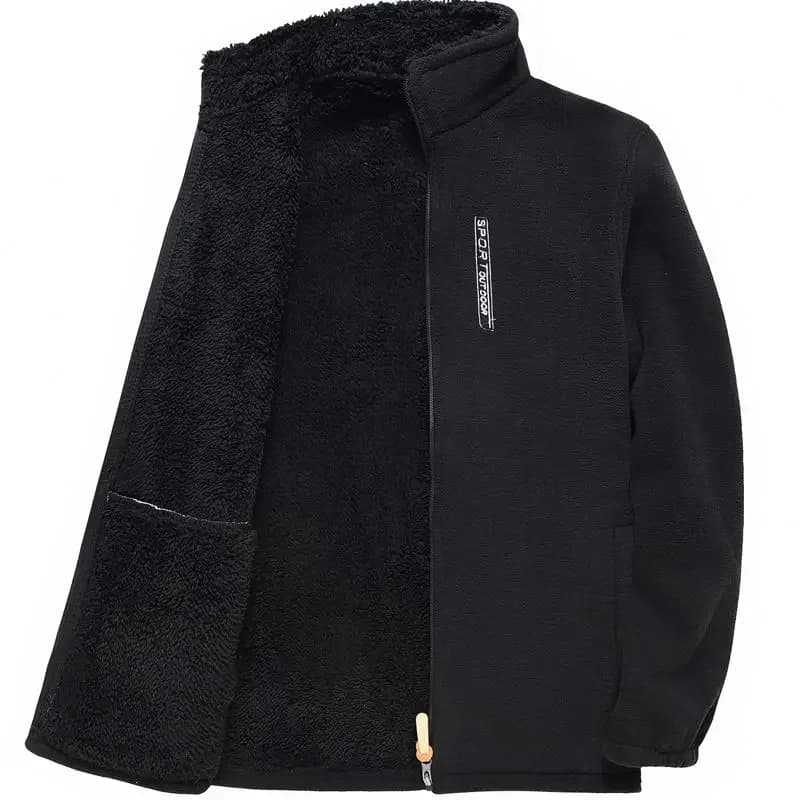 Veste polaire épaisse col montant homme - Manteau doublé polaire coupe-vent froid extérieur