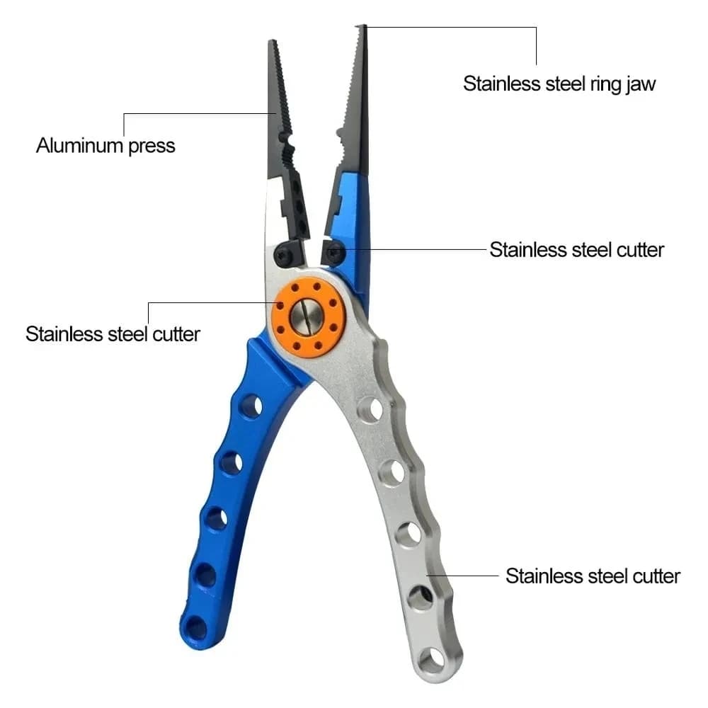 Pince multifonction pêche coupe-ligne dégorgeoir et coupe nœuds en alliage d'aluminium 150g 20cm