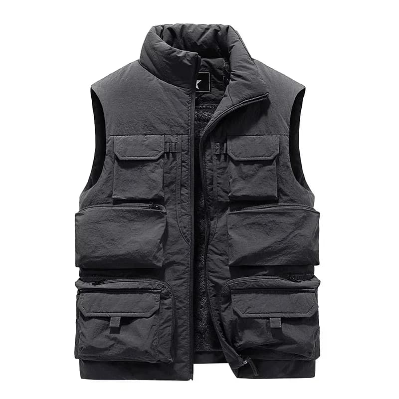 Veste sans manches chauffante hiver homme slim fit parka polaire avec poches windbreaker