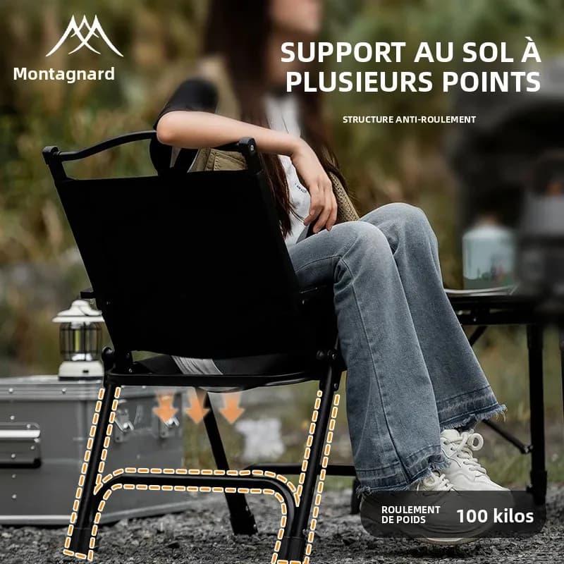 Chaise de camping pliante avec dossier et housse de transport en tissu Oxford pour pêche pratique