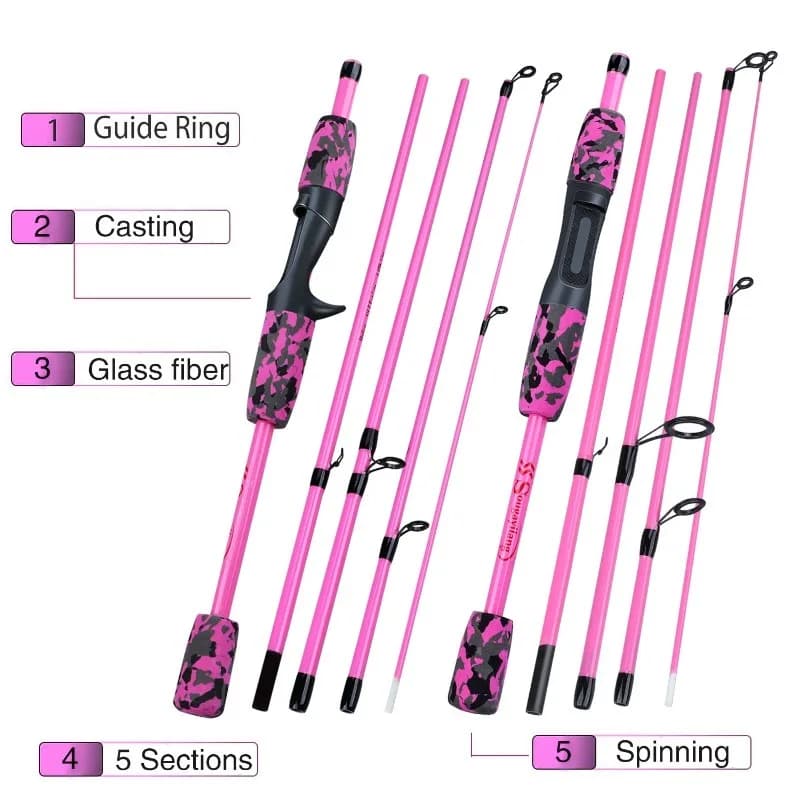 Canne spinning Sougayilang 5 sections 1.7m carbone ultralégère voyage pêche eau douce portable
