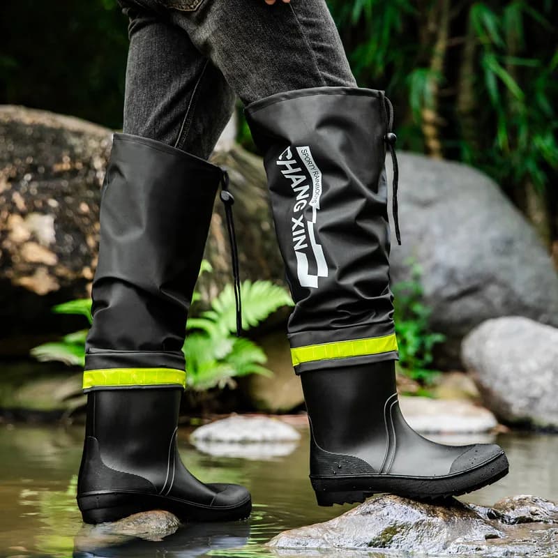 Bottes de pluie mode couple hautes imperméables anti-dérapantes pour pêche et plein air