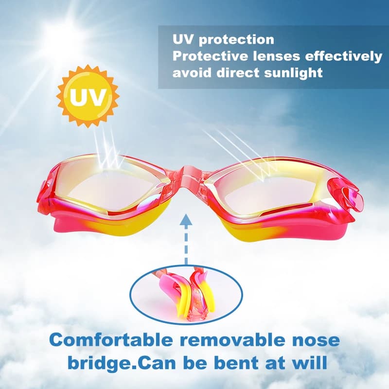 Lunettes de natation enfants JSJM anti-buée UV étanches silicone cadeau garçons filles
