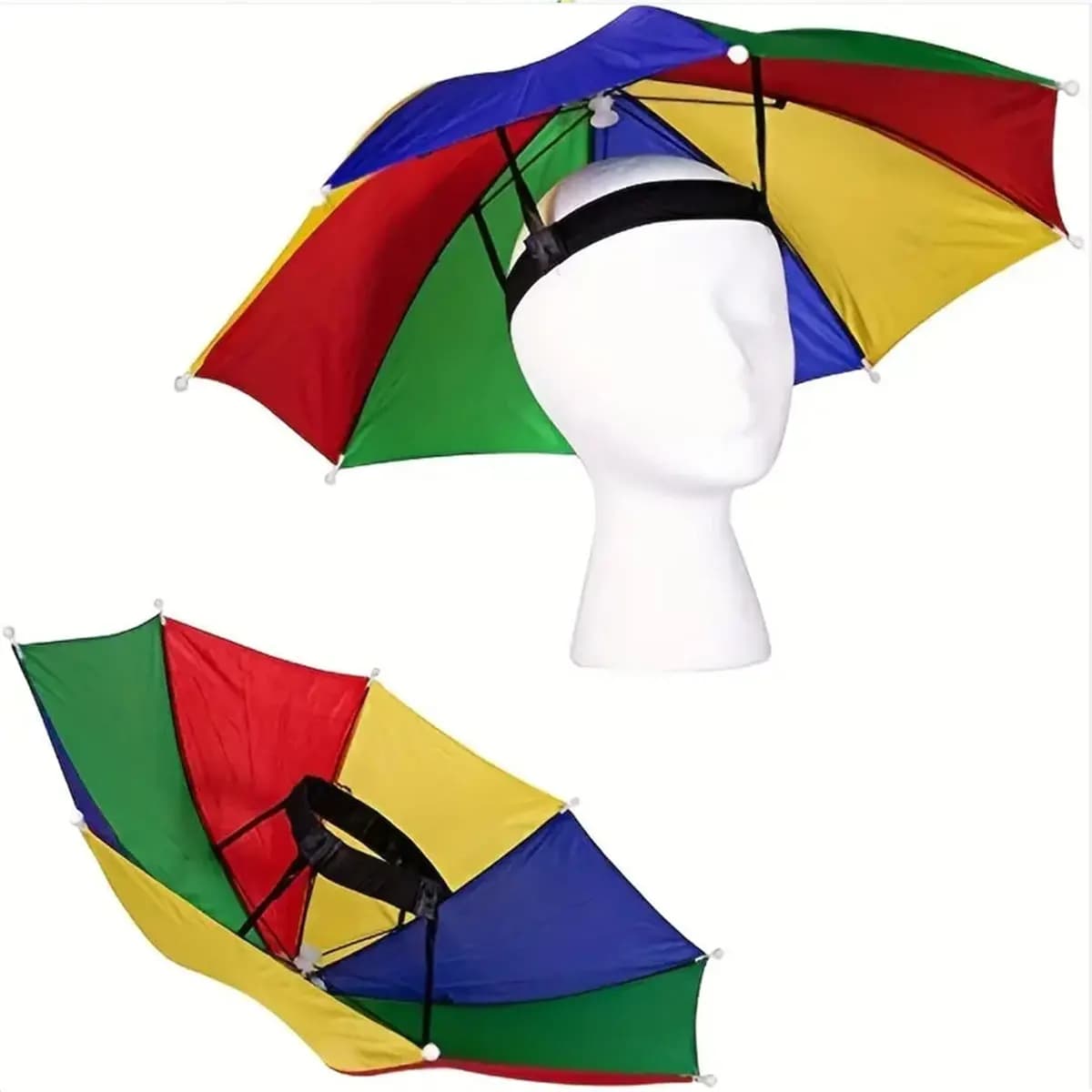 Chapeau parapluie monté sur tête nylon - Ouverture manuelle portable pour pêche ombrage