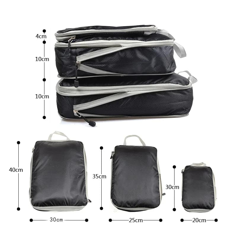 Cubes de rangement pliables compressibles étanches voyage organisation valise nylon portable avec sac à main