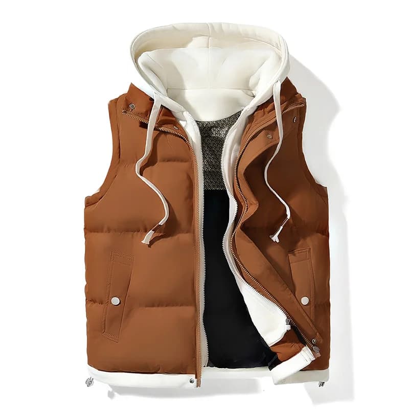 Veste sans manches homme avec capuche chaude et coupe-vent pour l'automne hiver