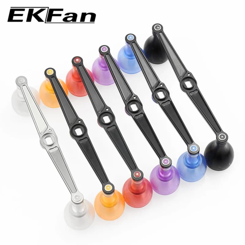 Poignées ultralégères EKFan 130mm 22g pour moulinets casting avec boutons acrylique