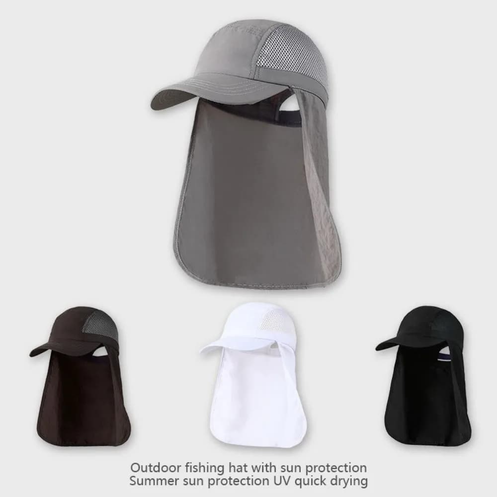 Casquette de pêche protection solaire avec rabat cou-nuque réglable pour homme et femme été