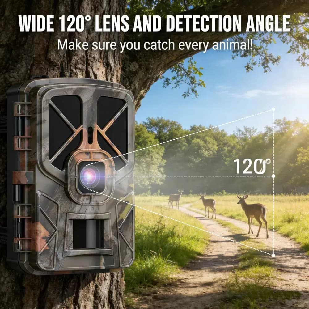 Caméra faune extérieure 50MP 4K vision nocturne étanche IP66 pour jardin piège photo animalier
