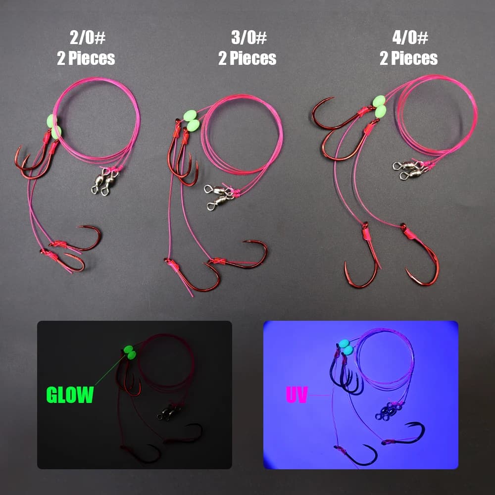 2 montages stinger pour poissons carnassiers avec hameçons double poulpe rouge - appâts vivants