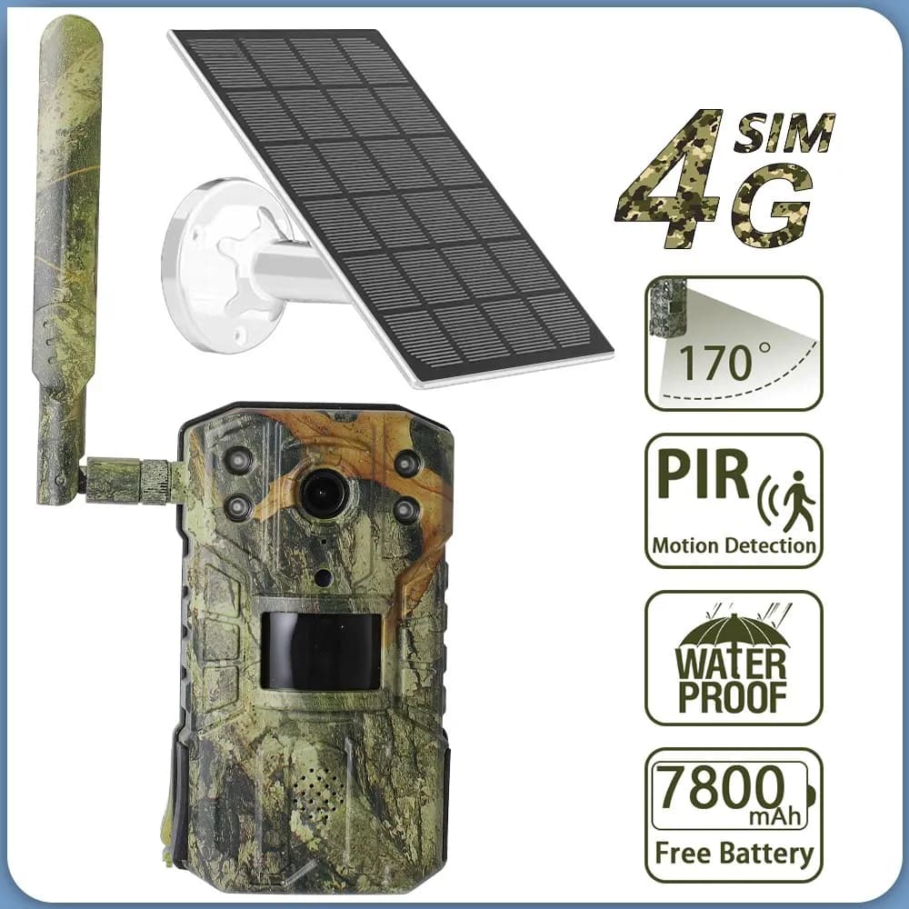 Caméra trail solaire 4G 4K 14MP - Détection PIR 20m vision nocturne 30m autonomie illimitée